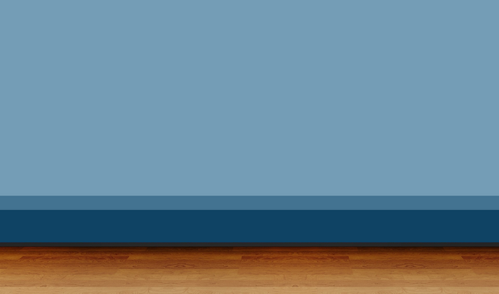 Empty Room with Blue Wall and Wooden Floor