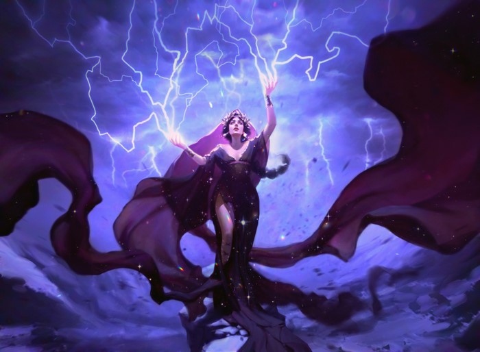 Powerful Sorceress Summons Lightning in Magic: The Gathering