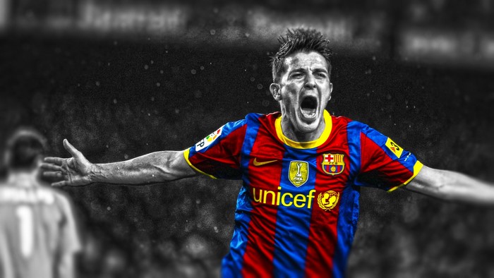 David Villa's passionate celebration for FC Barcelona