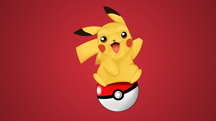 The cutest Pikachu sitting on a Pokeball