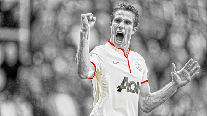Robin Van Persie celebrates for Manchester United
