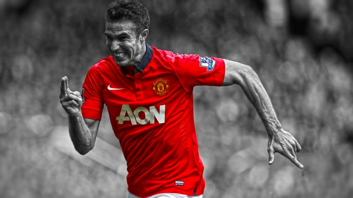 Robin Van Persie celebrates for Manchester United