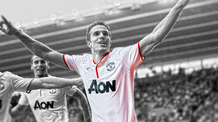 Robin Van Persie celebrates for Manchester United