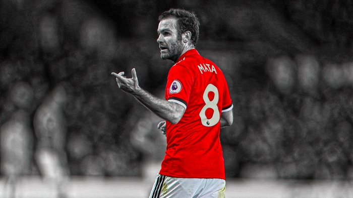 Juan Mata in Manchester United red #8 jersey