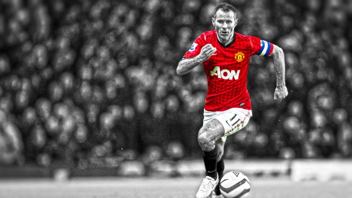 Ryan Giggs, Manchester United captain, with the ball
