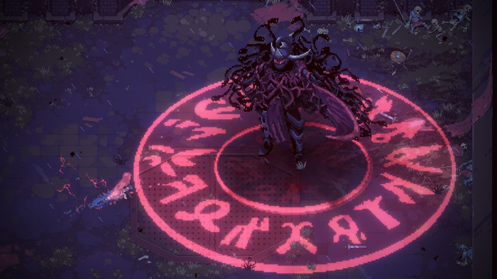 Eldest Souls boss battle with a glowing magic circle