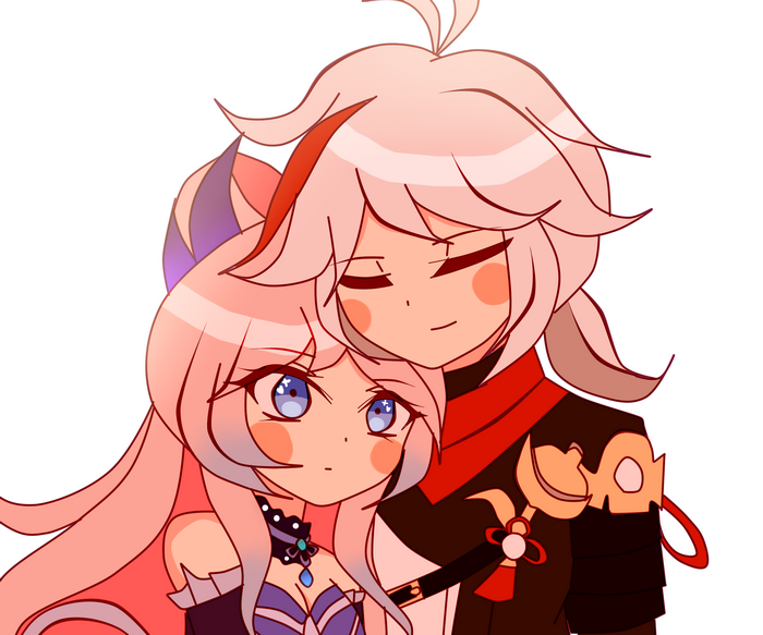 Genshin Impact Kazuha and Kokomi Cuddle