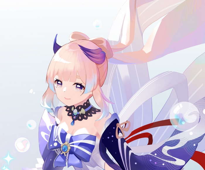 Sangonomiya Kokomi smiling with bubbles