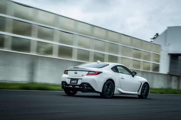 White Toyota GR 86 Sport Car on Track