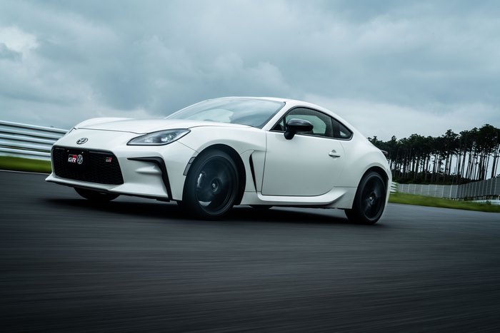 White Toyota GR 86 Sport Car on Race Track