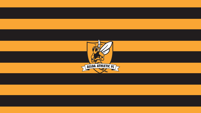 Alloa Athletic F.C. logo on striped background