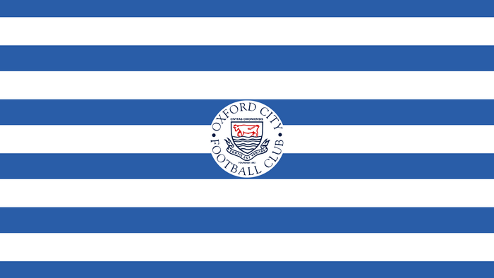 Oxford City F.C. Soccer Emblem Blue White Striped Flag