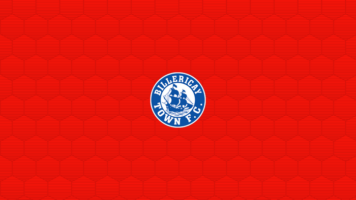 Billericay Town F.C. Soccer Logo on Red Hexagon Pattern