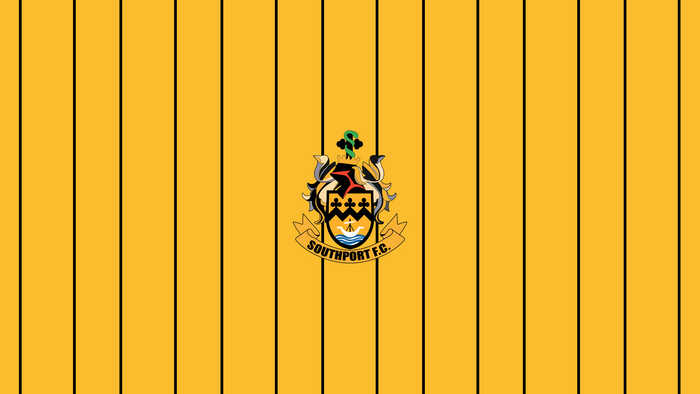 Southport F.C. Emblem on Gold and Black Stripes