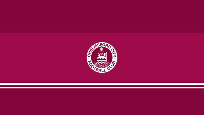 Chelmsford City F.C. Soccer Emblem on Maroon with Stripes