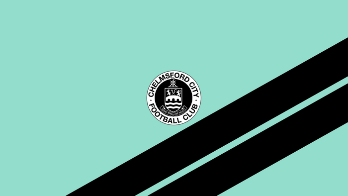 Chelmsford City F.C. Logo on Teal with Black Stripes