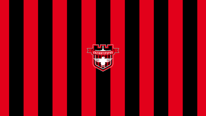 Gaziantepspor logo on red and black stripes