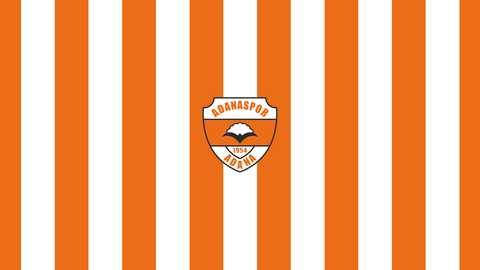 Adanaspor emblem on orange and white striped flag