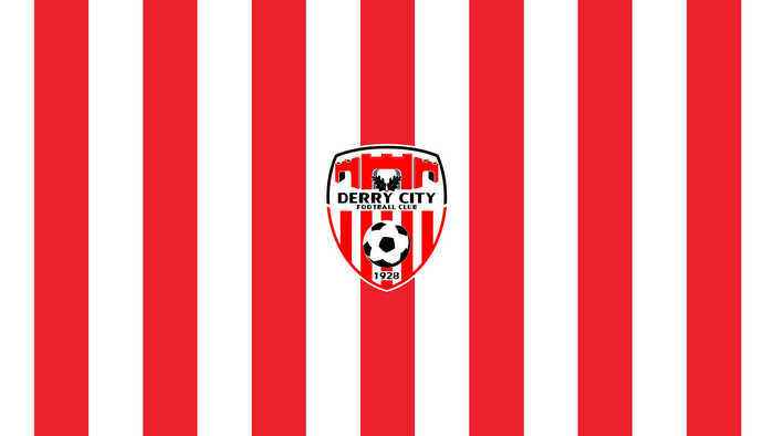Derry City F.C. Logo on Red and White Stripes