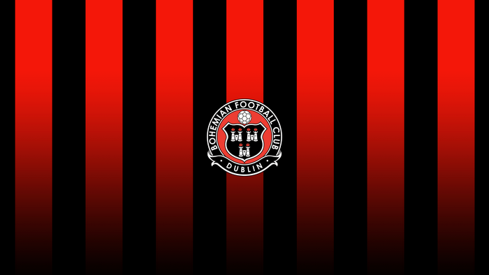 Bohemian F.C. Logo on Red and Black Stripes