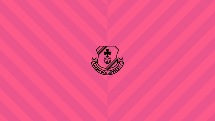 Shamrock Rovers F.C. Soccer Emblem on Pink Stripes