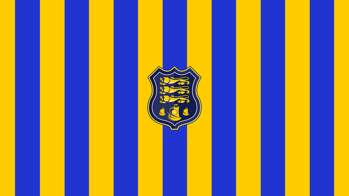 Waterford F.C. Logo on Blue and Yellow Stripes