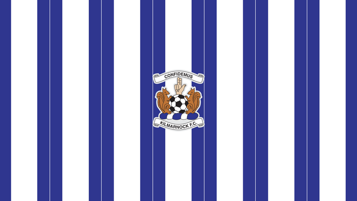 Kilmarnock F.C. Logo on Blue and White Stripes