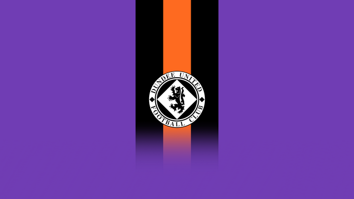 Dundee United F.C. Logo on Purple Orange Black Stripes
