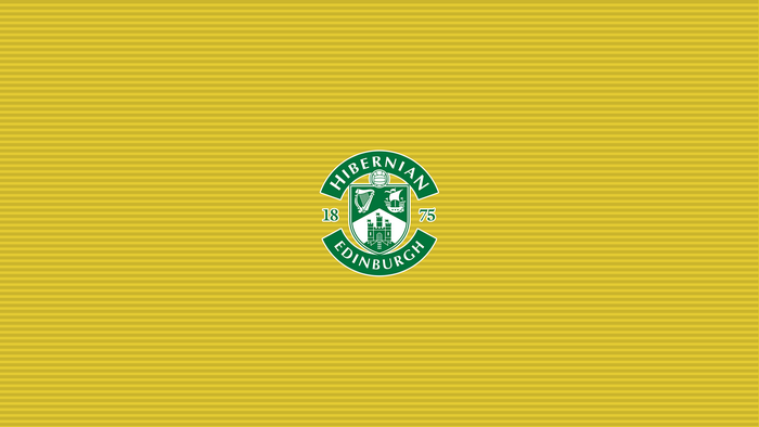 Hibernian F.C. Emblem on Yellow Striped Background