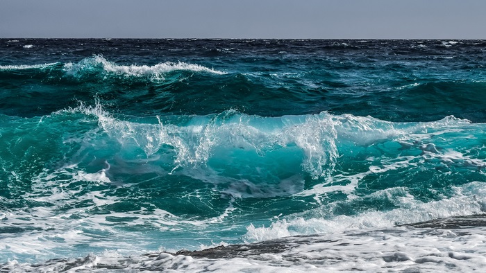 Powerful Turquoise Wave Crashing in the Sea