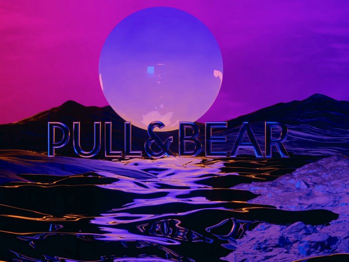 Pull & Bear Logo in Synthwave Landscape