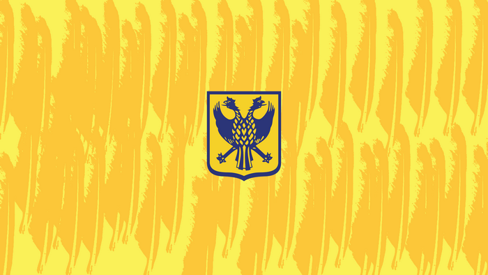 Sint-Truidense V.V. Soccer Emblem on Yellow Feather Pattern