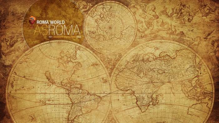 AS Roma Emblem on Vintage World Map