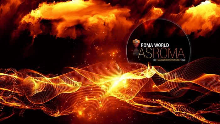 A.S. Roma logo with fiery abstract background