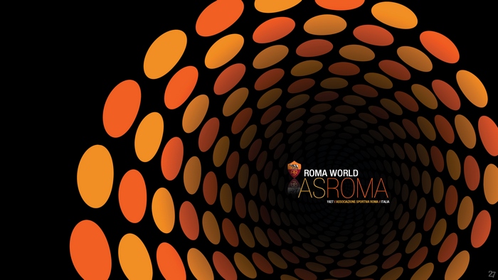 A.S. Roma logo on black with orange elliptical tunnel