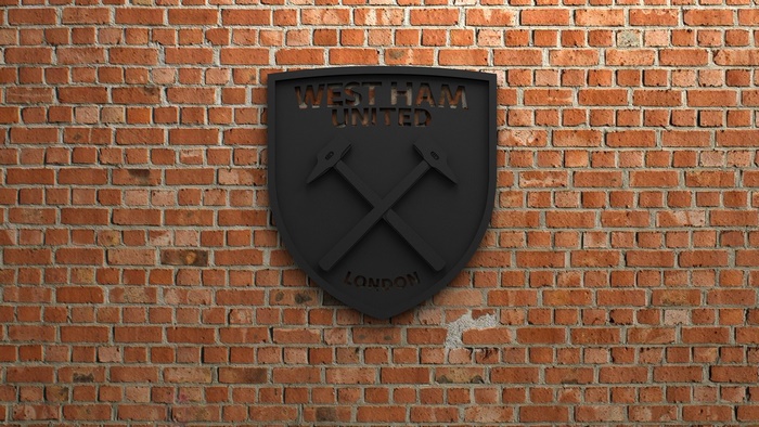 West Ham United F.C. Black Emblem on Brick Wall