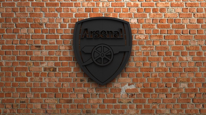 3D Arsenal F.C. Logo on Brick Wall