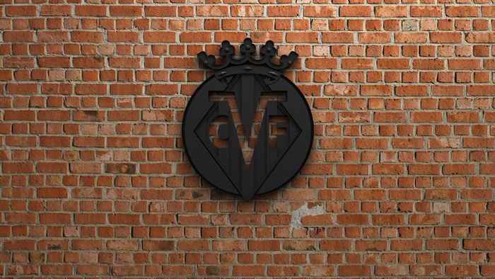 Villarreal CF 3D Logo Emblem on Brick Wall
