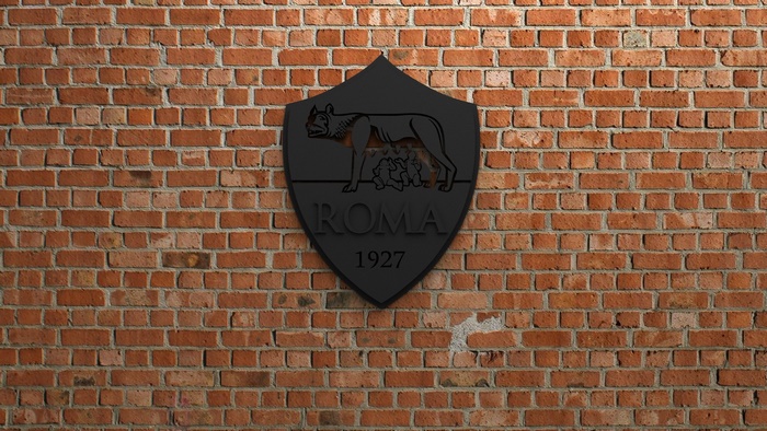 A.S. Roma logo emblem on a brick wall