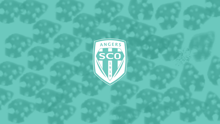Angers SCO Soccer Logo on Teal Pattern