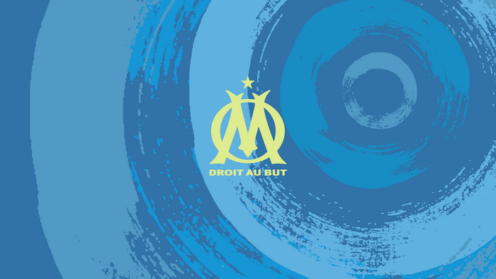 Olympique de Marseille Logo on Blue Brushstroke Background