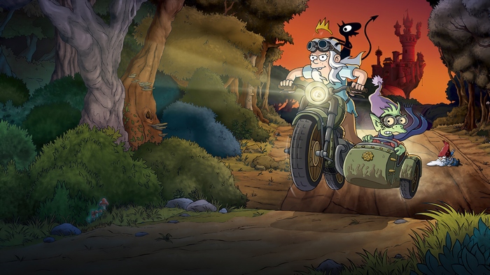 Disenchantment: Bean, Elfo, Luci motorcycle jump