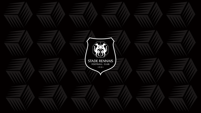 Stade Rennais F.C. Emblem with Dark Geometric Pattern