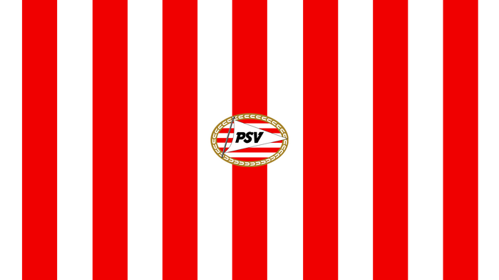 PSV Eindhoven Emblem on Red and White Stripes
