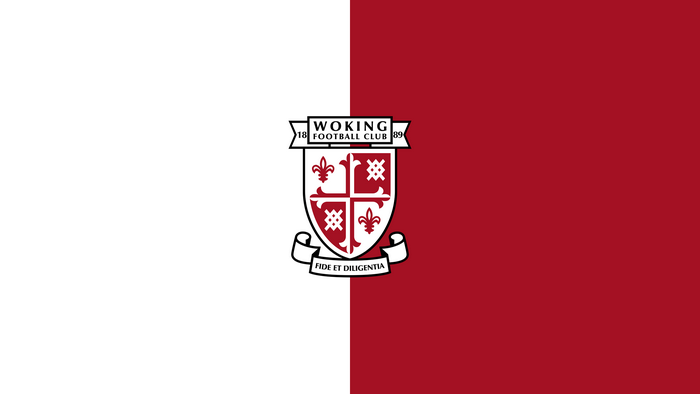 Woking F.C. Logo on White and Red Background