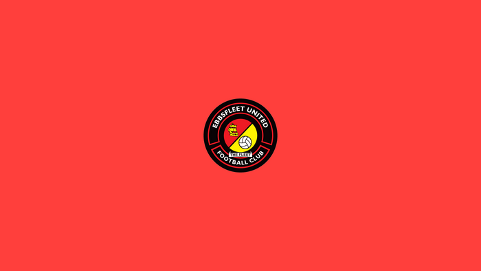 Ebbsfleet United F.C. Soccer Logo on Red Background