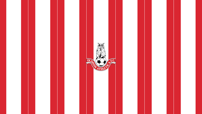 Oldham Athletic A.F.C. Soccer Emblem Red White Stripes