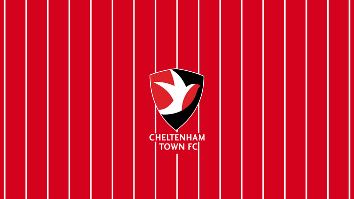 Cheltenham Town F.C. Logo on Red and White Stripes