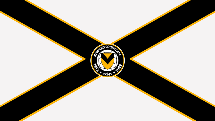 Newport County AFC Logo on Black and Gold Flag