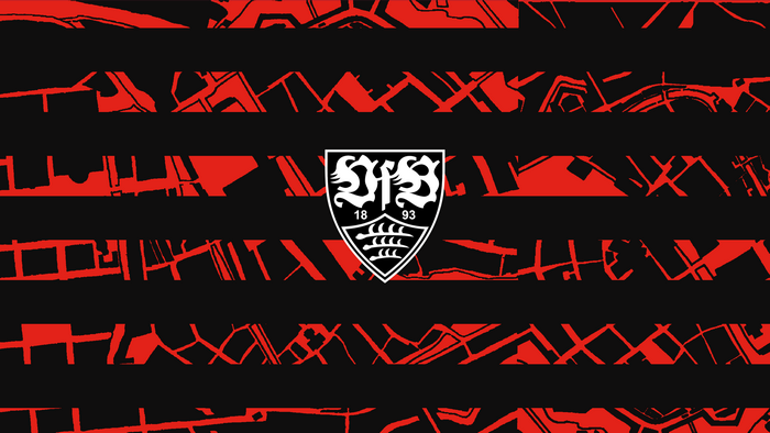 VfB Stuttgart Logo on Red and Black Map Stripes